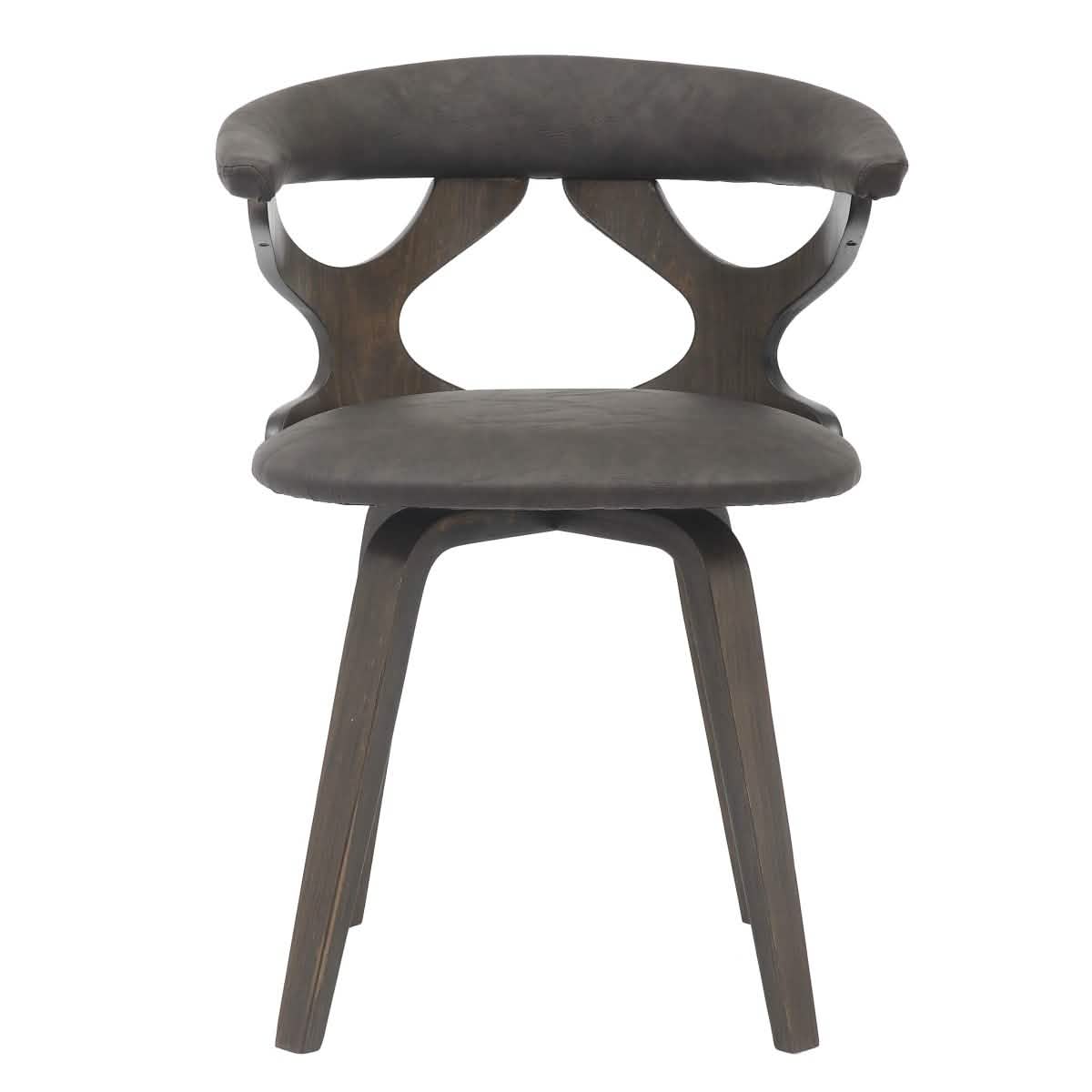 Klyne Modern Wooden Dining Chair Upholstered in Leather With Walnut Color Frame