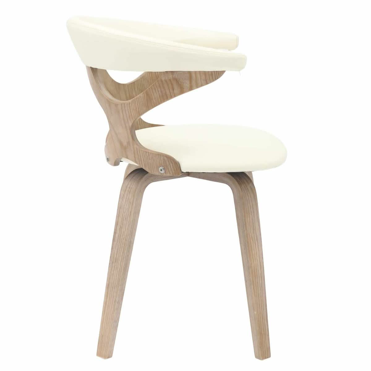 Klyne Modern Wooden Dining Chair Upholstered in Leather With Walnut Color Frame