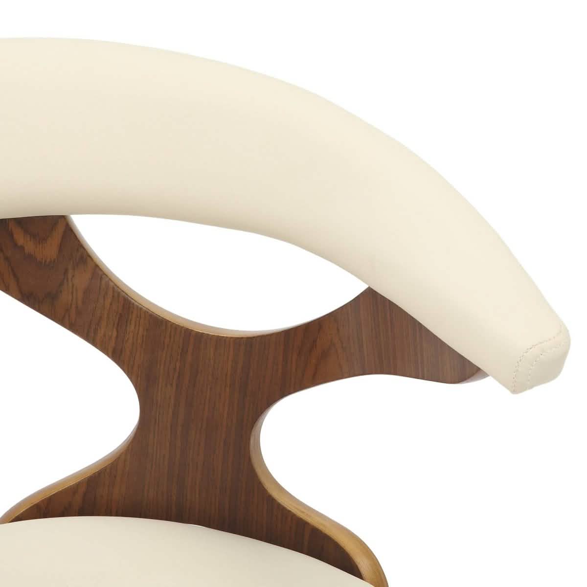 Klyne Modern Wooden Dining Chair Upholstered in Leather With Walnut Color Frame