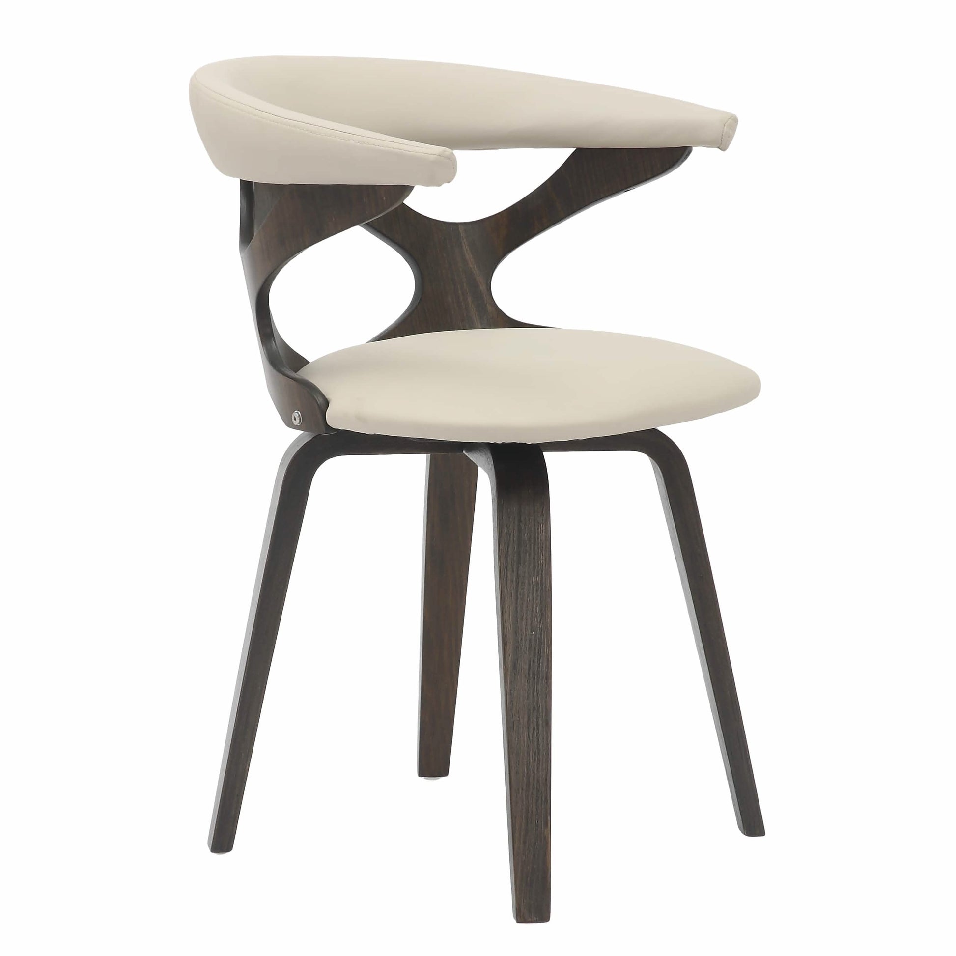 Klyne Modern Wooden Dining Chair Upholstered in Leather With Walnut Color Frame