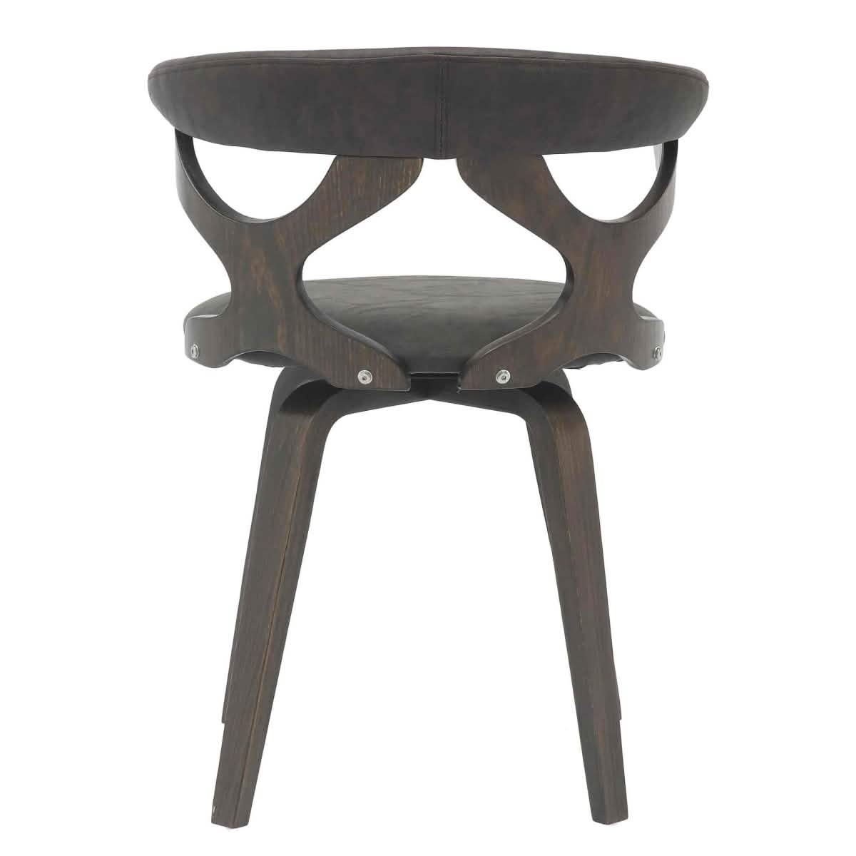 Klyne Modern Wooden Dining Chair Upholstered in Leather With Walnut Color Frame