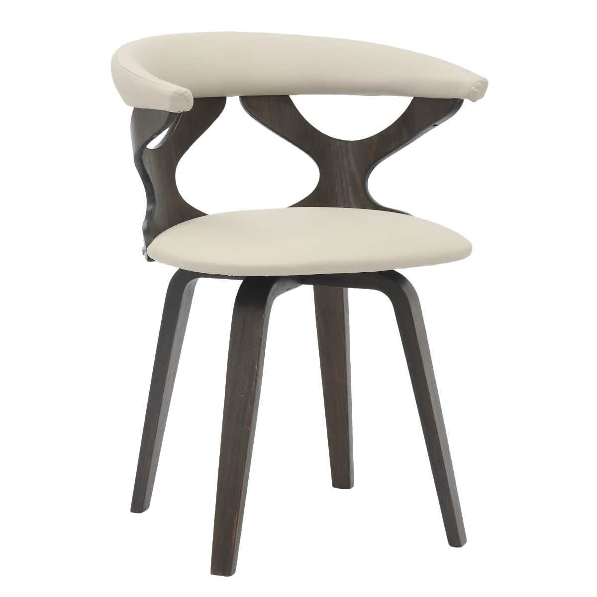 Klyne Modern Wooden Dining Chair Upholstered in Leather With Walnut Color Frame
