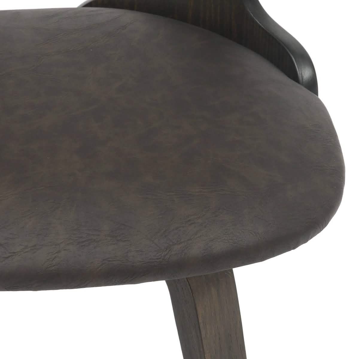 Klyne Modern Wooden Dining Chair Upholstered in Leather With Walnut Color Frame