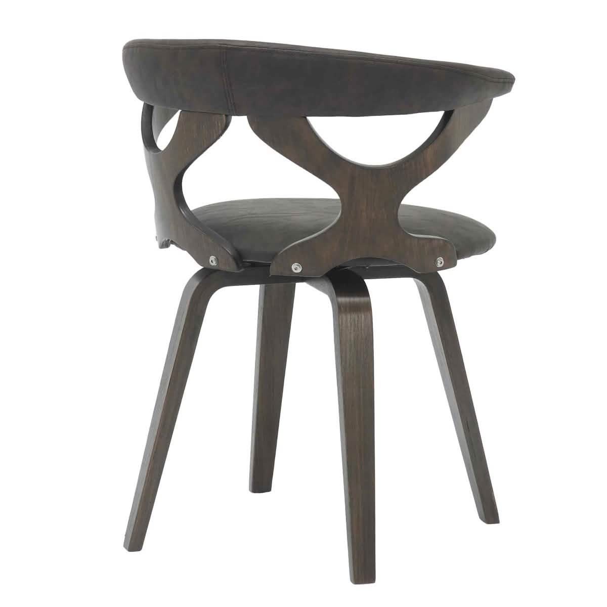 Klyne Modern Wooden Dining Chair Upholstered in Leather With Walnut Color Frame
