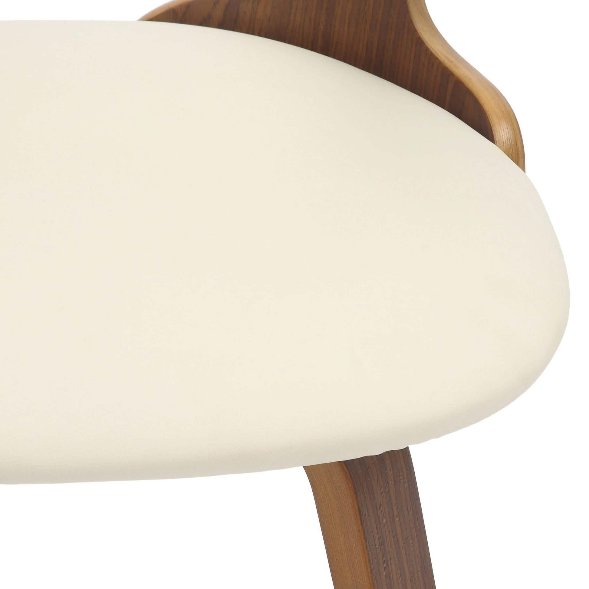 Klyne Modern Wooden Dining Chair Upholstered in Leather With Walnut Color Frame