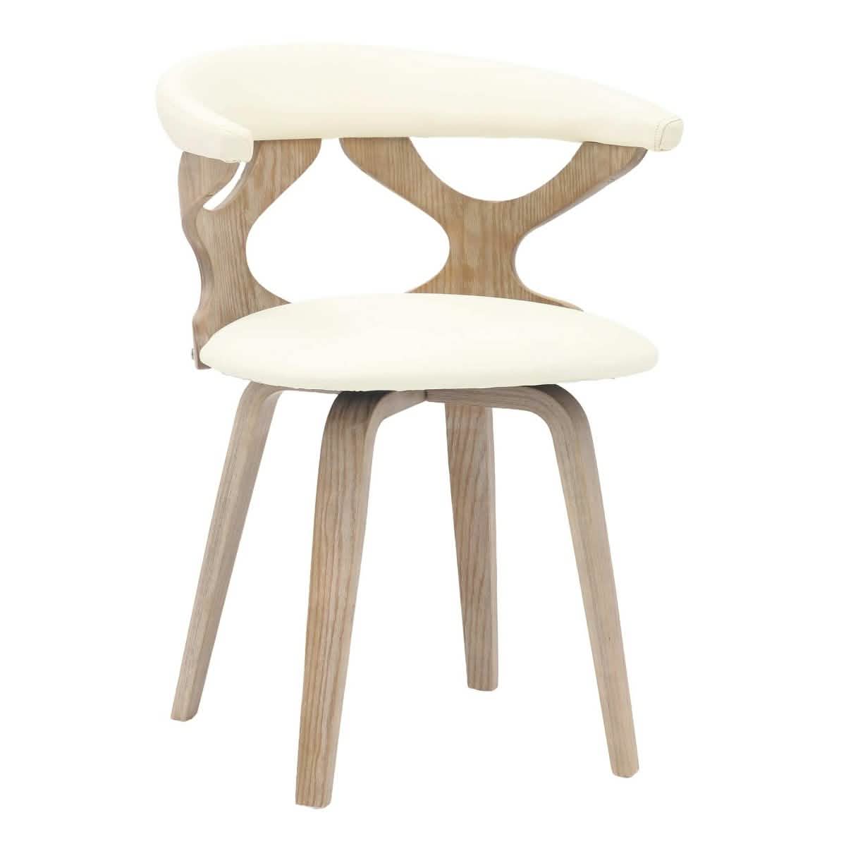 Klyne Modern Wooden Dining Chair Upholstered in Leather With Walnut Color Frame