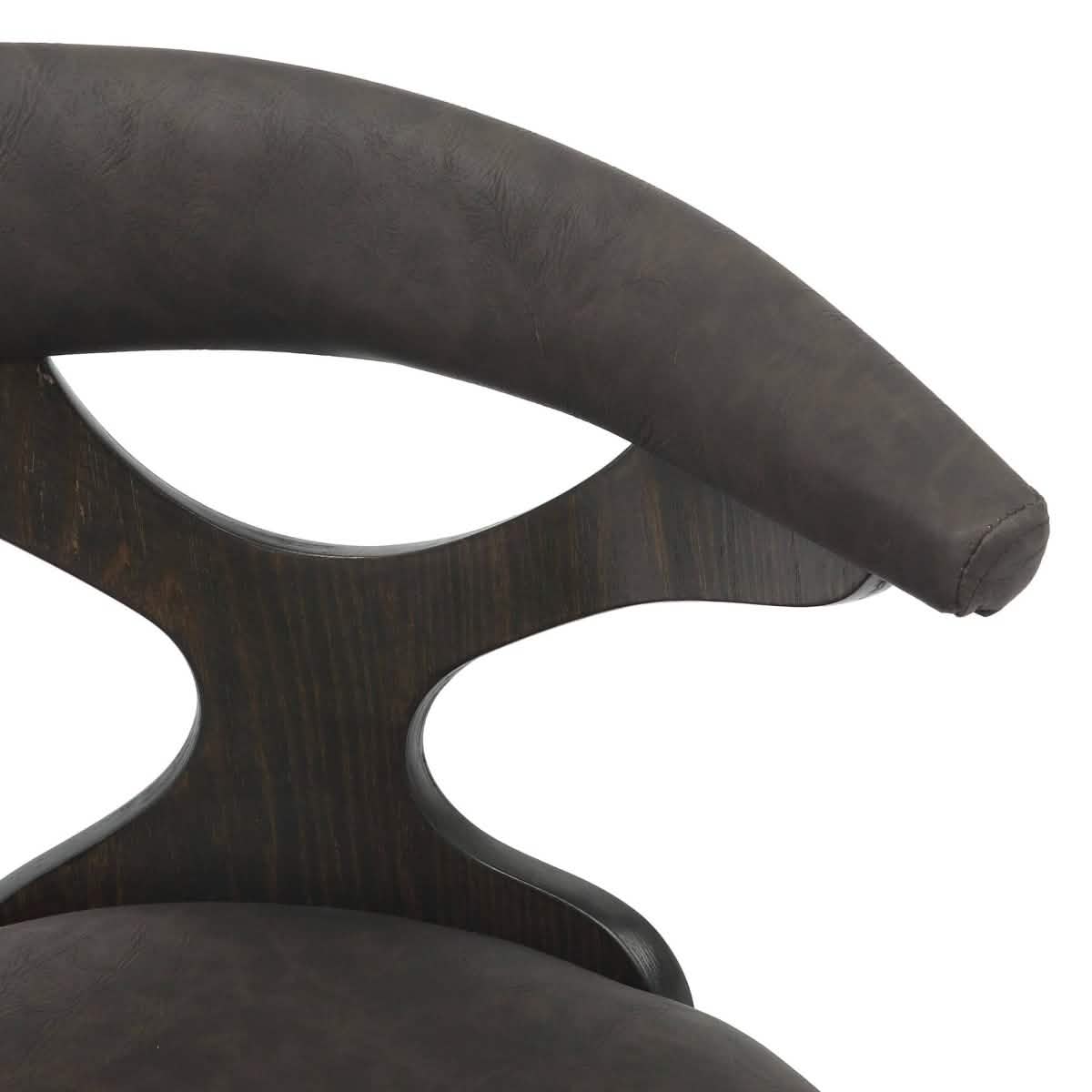 Klyne Modern Wooden Dining Chair Upholstered in Leather With Walnut Color Frame