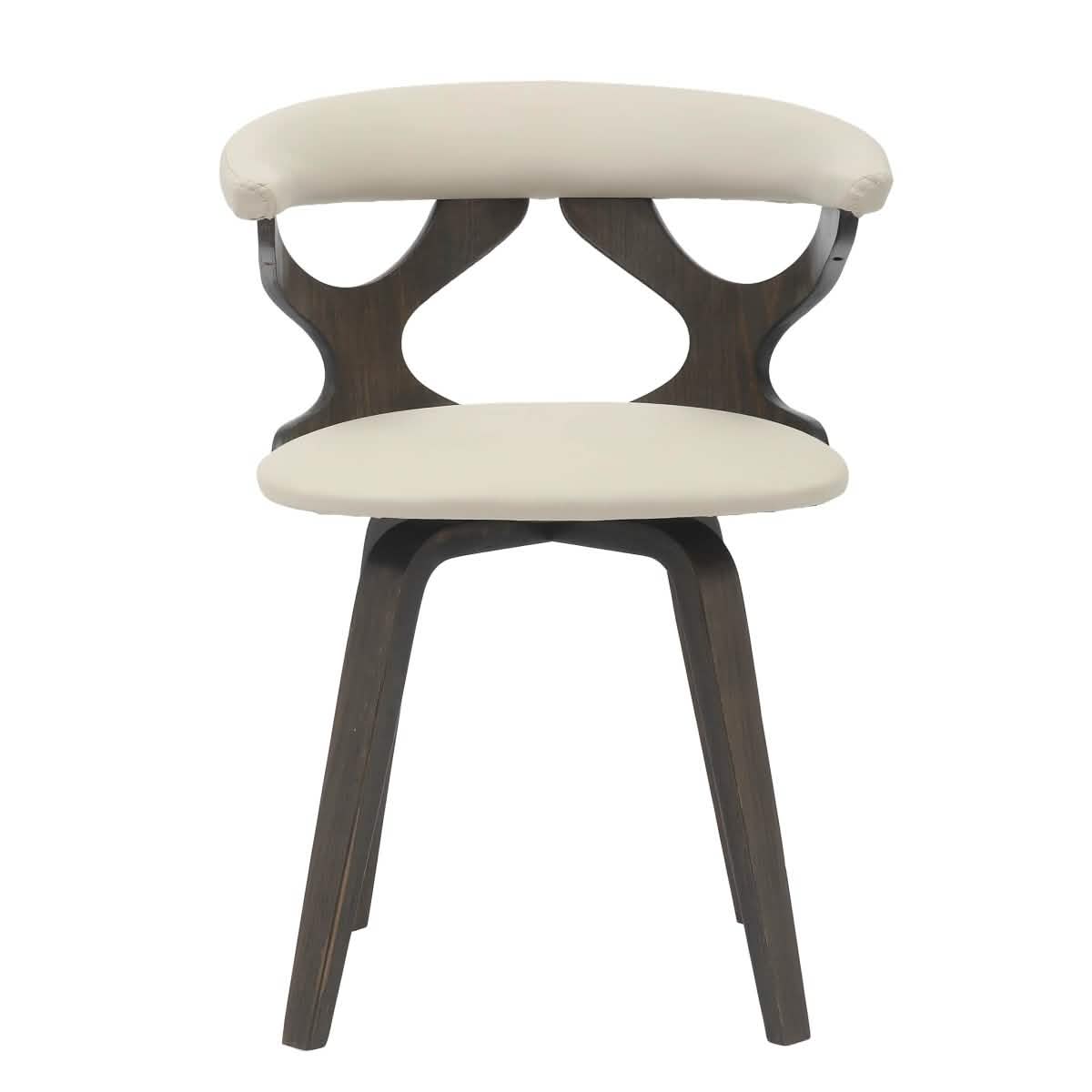 Klyne Modern Wooden Dining Chair Upholstered in Leather With Walnut Color Frame