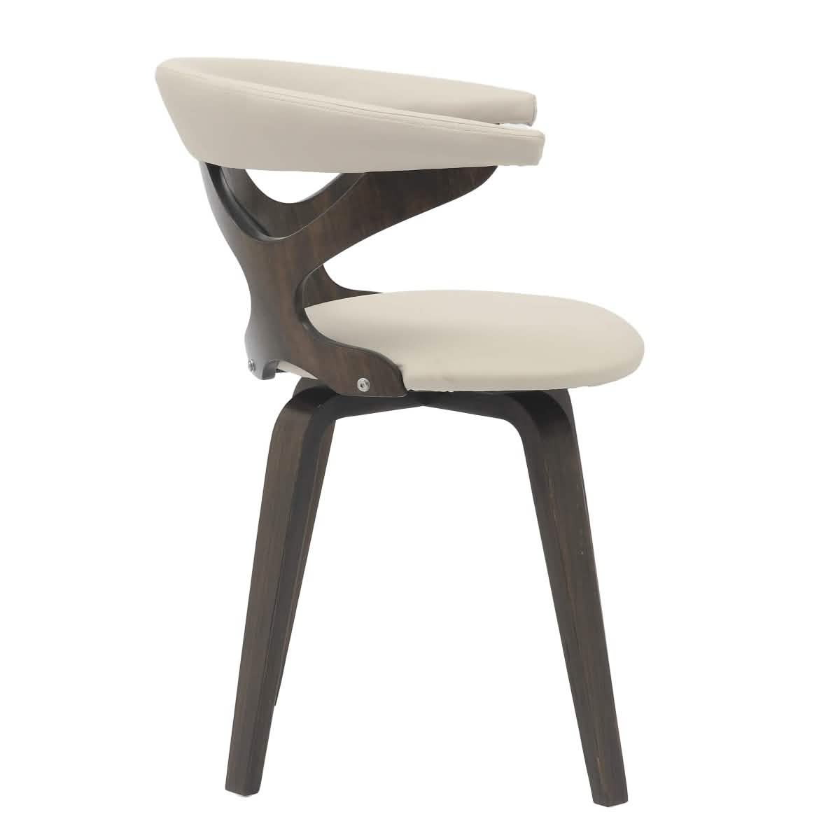 Klyne Modern Wooden Dining Chair Upholstered in Leather With Walnut Color Frame