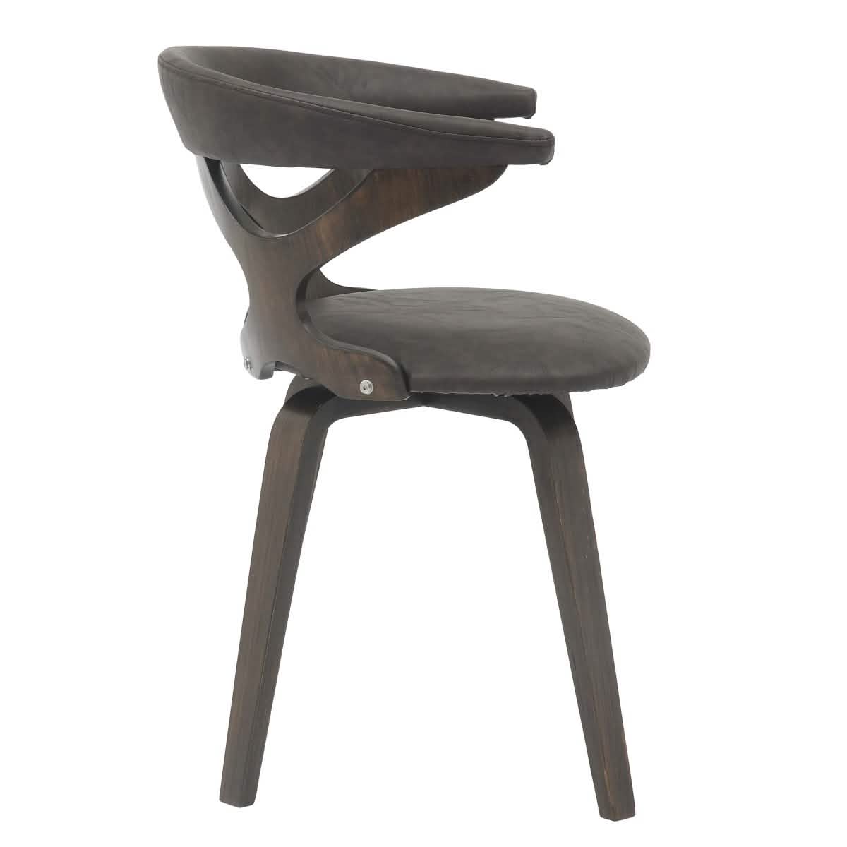 Klyne Modern Wooden Dining Chair Upholstered in Leather With Walnut Color Frame