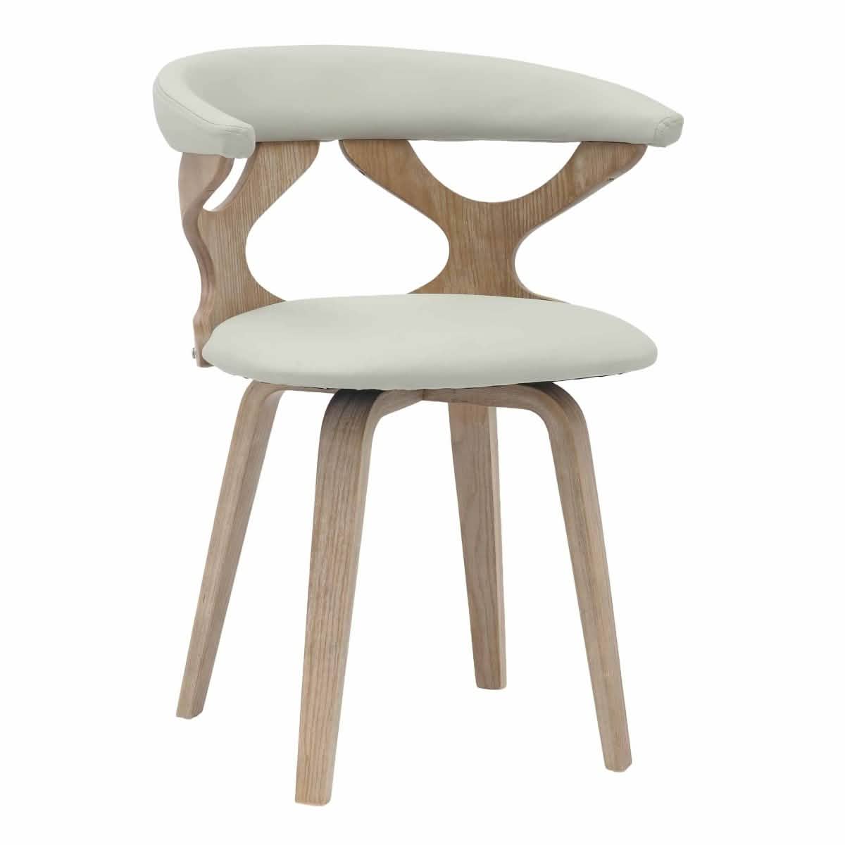 Klyne Modern Wooden Dining Chair Upholstered in Leather With Walnut Color Frame