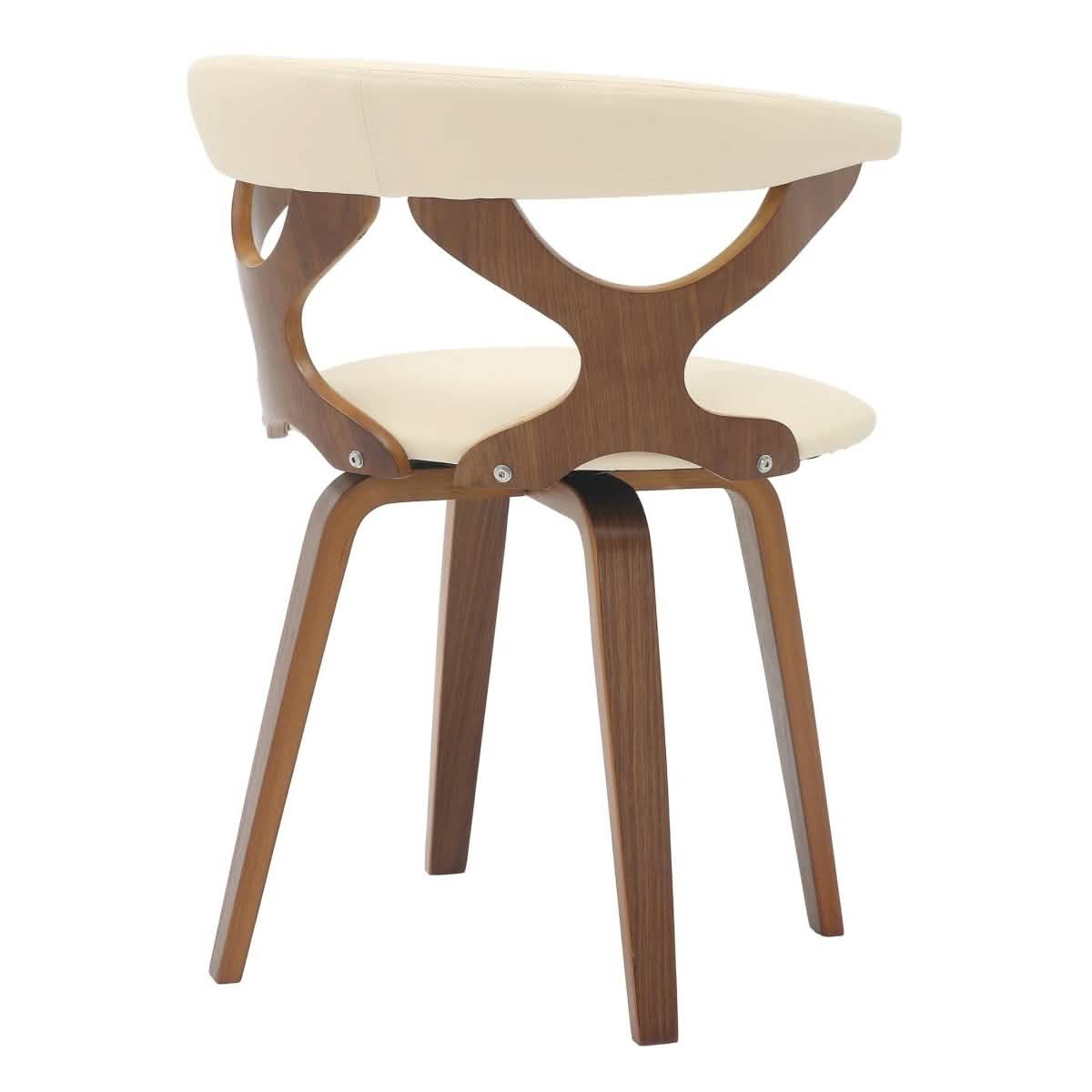 Klyne Modern Wooden Dining Chair Upholstered in Leather With Walnut Color Frame