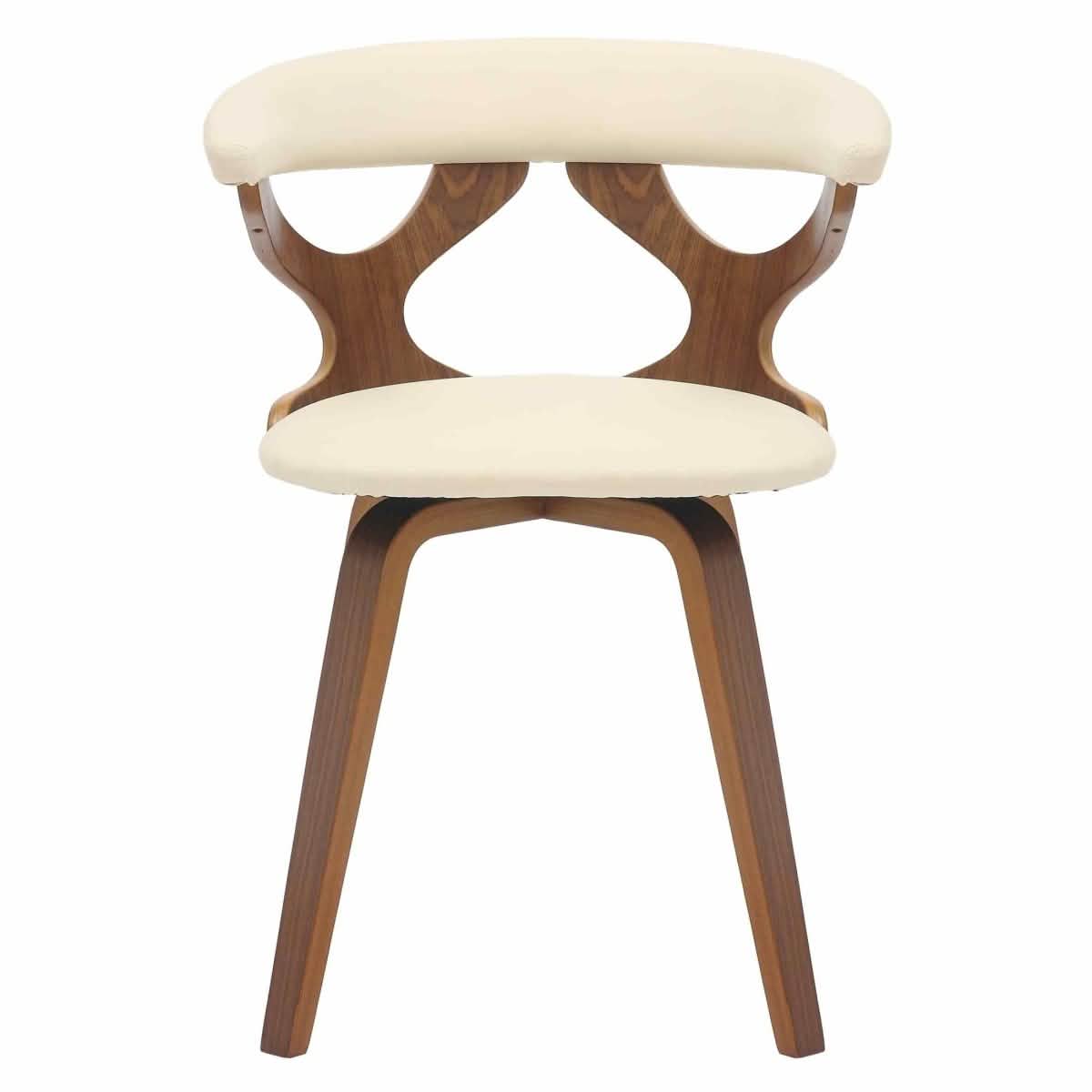 Klyne Modern Wooden Dining Chair Upholstered in Leather With Walnut Color Frame