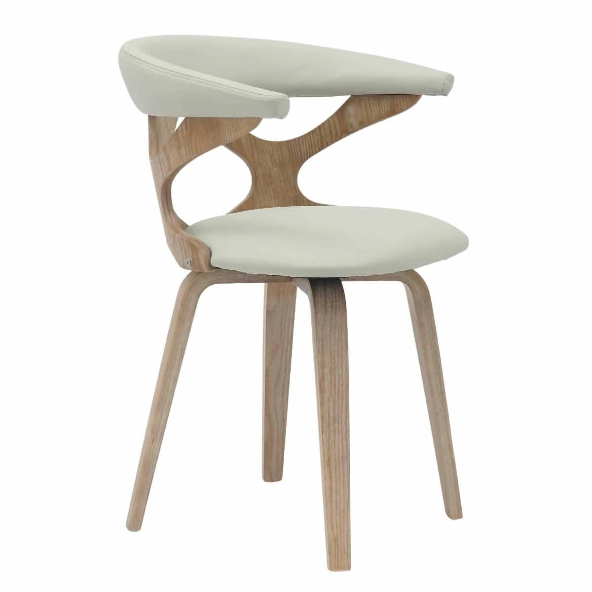 Klyne Modern Wooden Dining Chair Upholstered in Leather With Walnut Color Frame