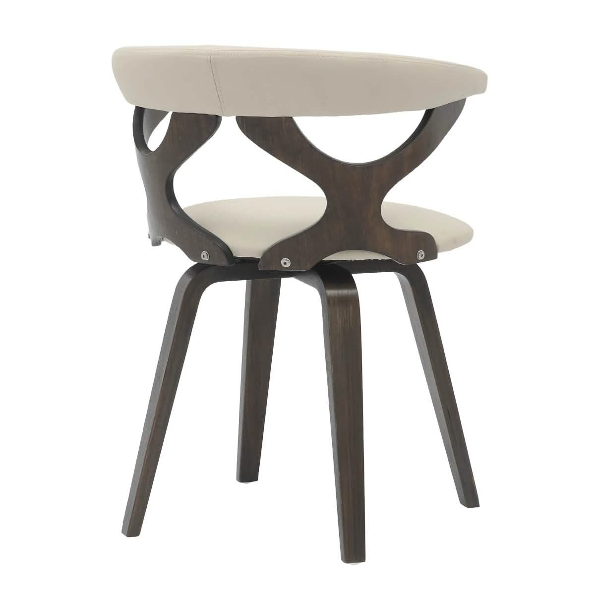 Klyne Modern Wooden Dining Chair Upholstered in Leather With Walnut Color Frame