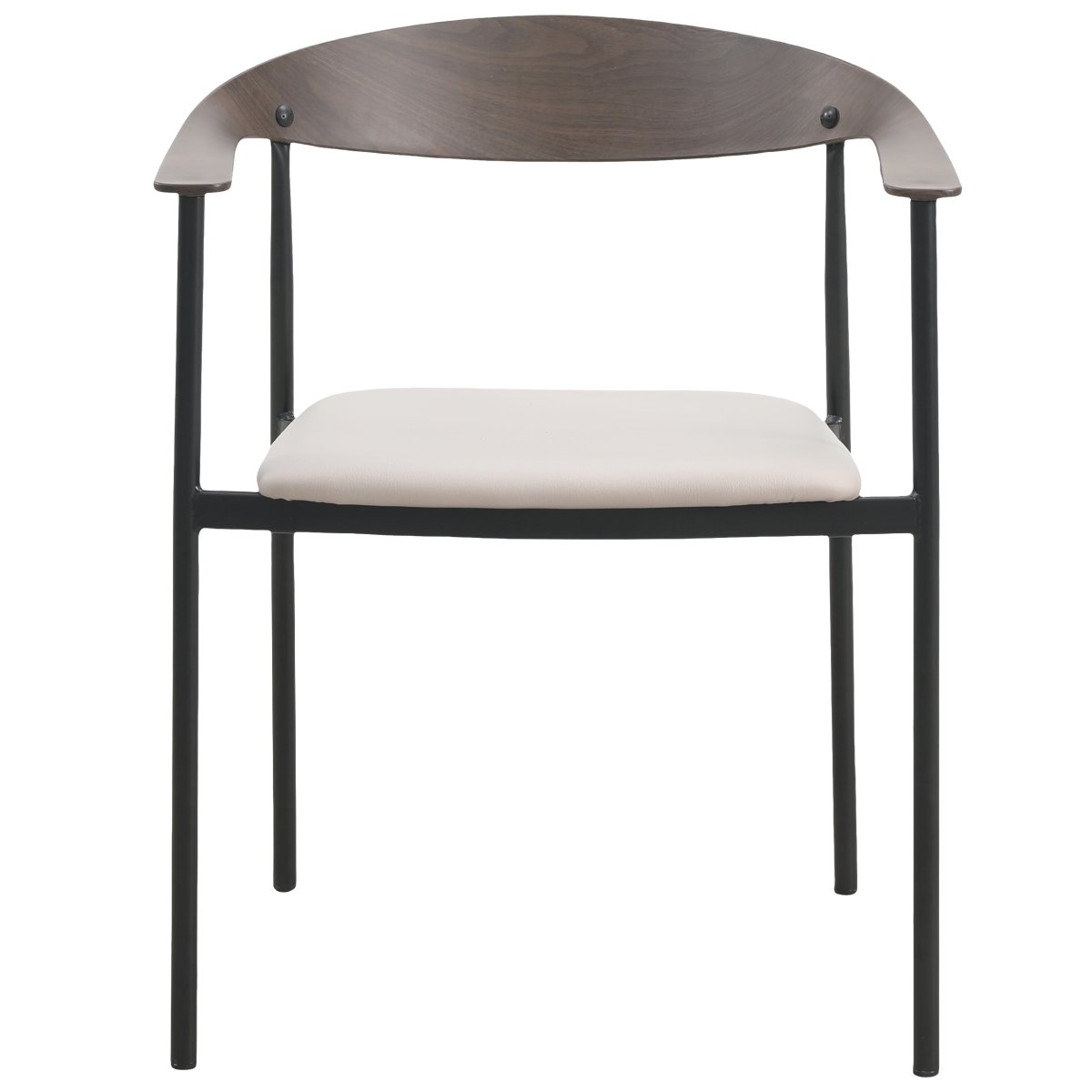 Kora Dining Chair Upholstered in Leather with Stainless Steel Frame and Legs