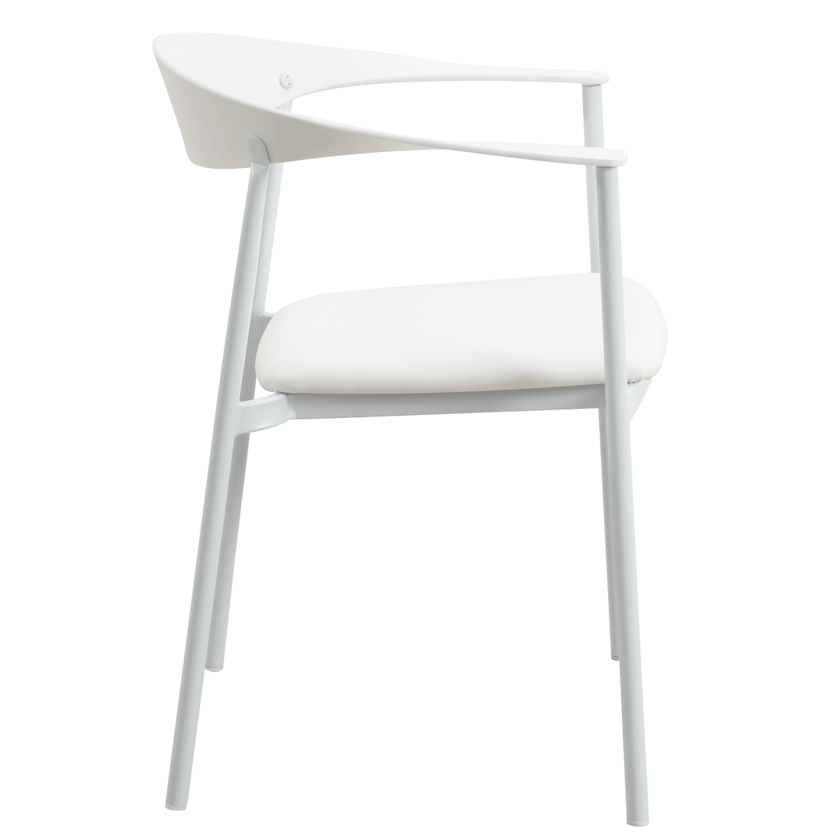 Kora Dining Chair Upholstered in Leather with Stainless Steel Frame and Legs