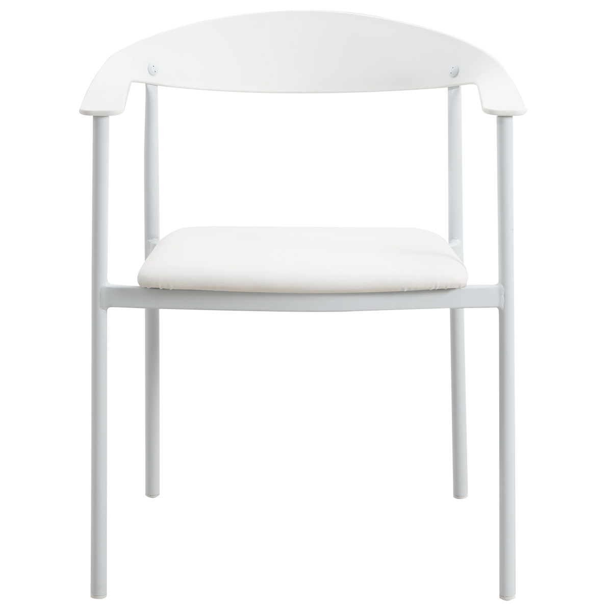 Kora Dining Chair Upholstered in Leather with Stainless Steel Frame and Legs