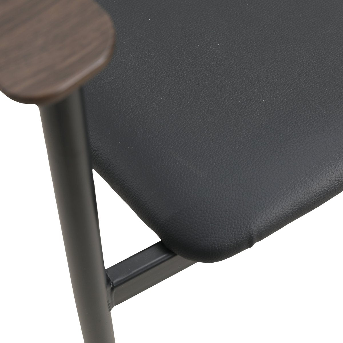 Kora Dining Chair Upholstered in Leather with Stainless Steel Frame and Legs