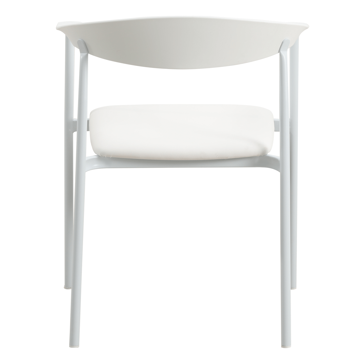 Kora Dining Chair Upholstered in Leather with Stainless Steel Frame and Legs