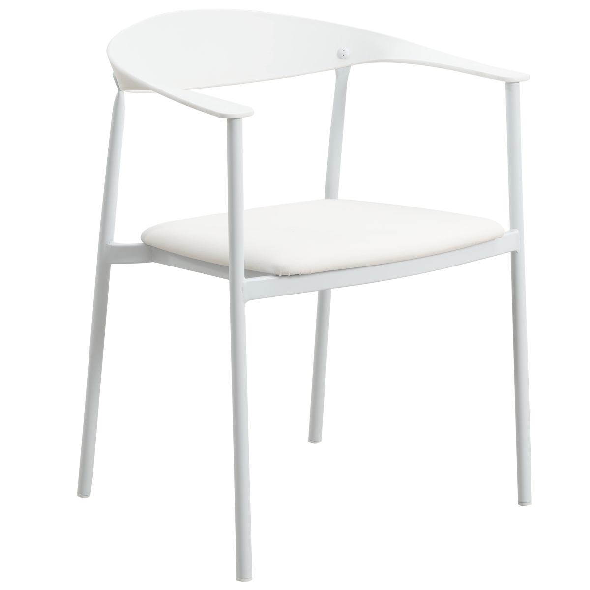 Kora Dining Chair Upholstered in Leather with Stainless Steel Frame and Legs