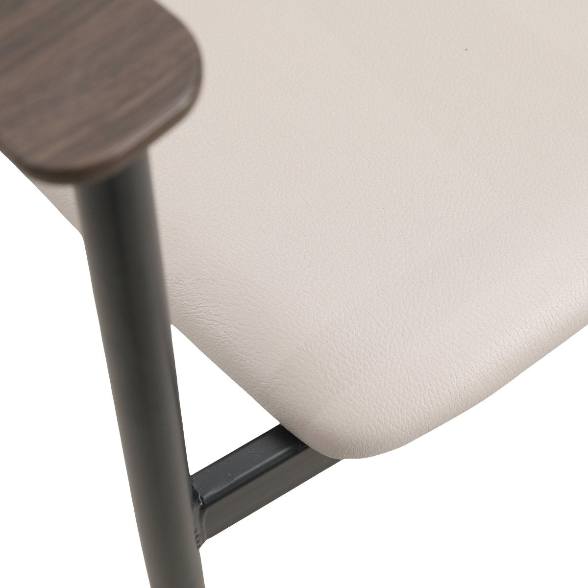 Kora Dining Chair Upholstered in Leather with Stainless Steel Frame and Legs