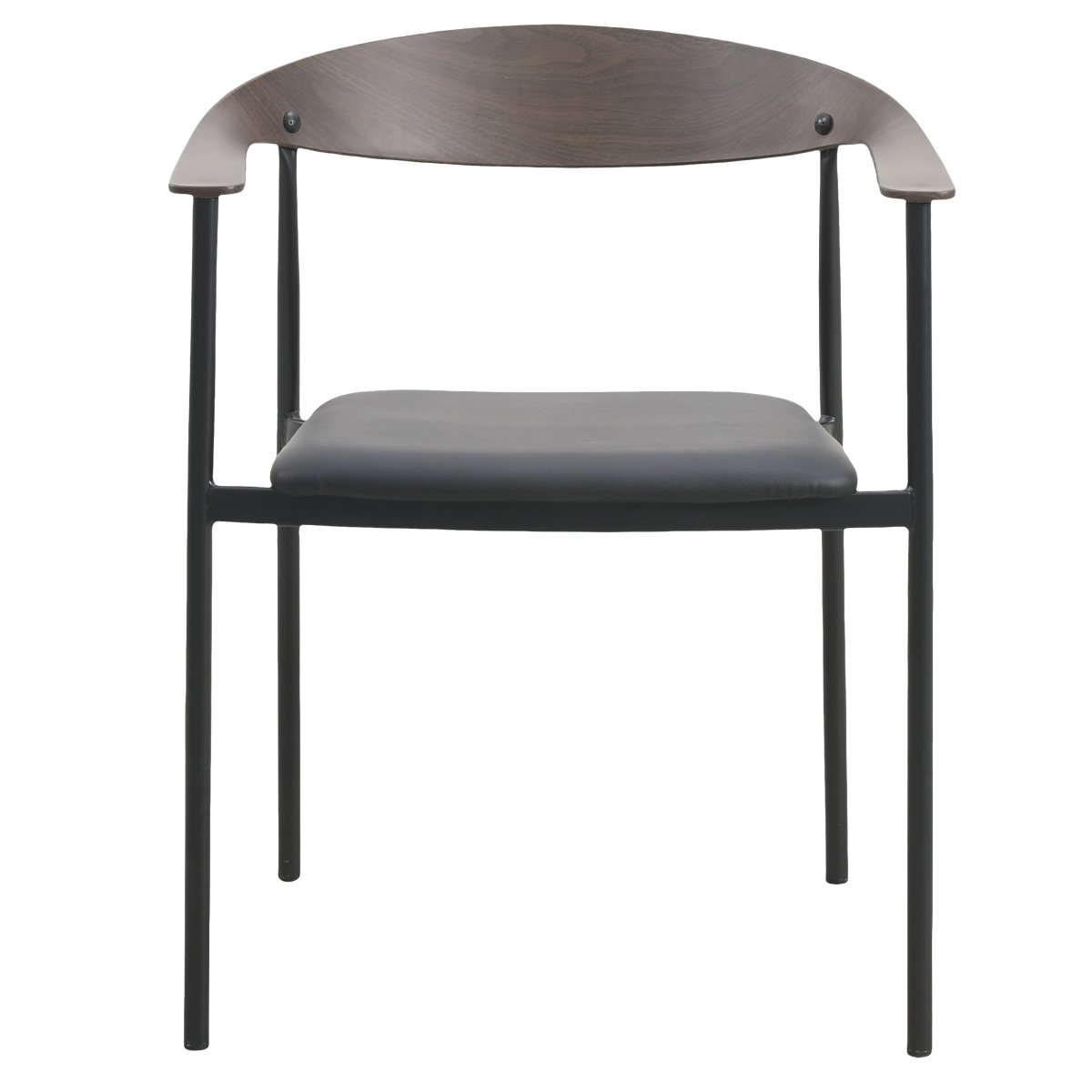 Kora Dining Chair Upholstered in Leather with Stainless Steel Frame and Legs