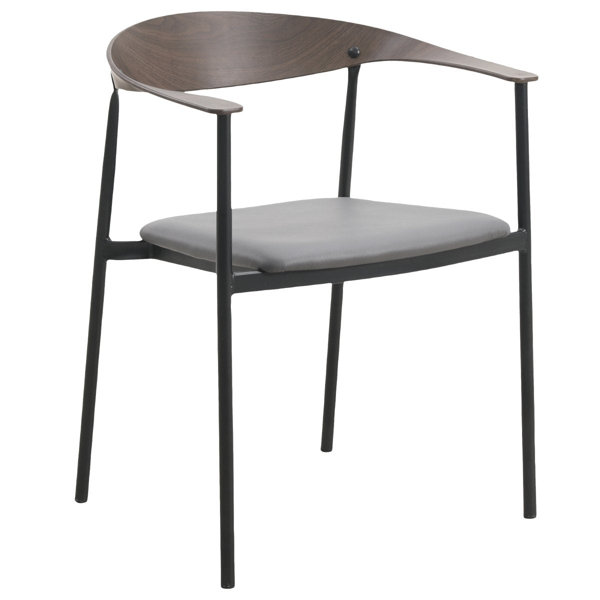Kora Dining Chair Upholstered in Leather with Stainless Steel Frame and Legs