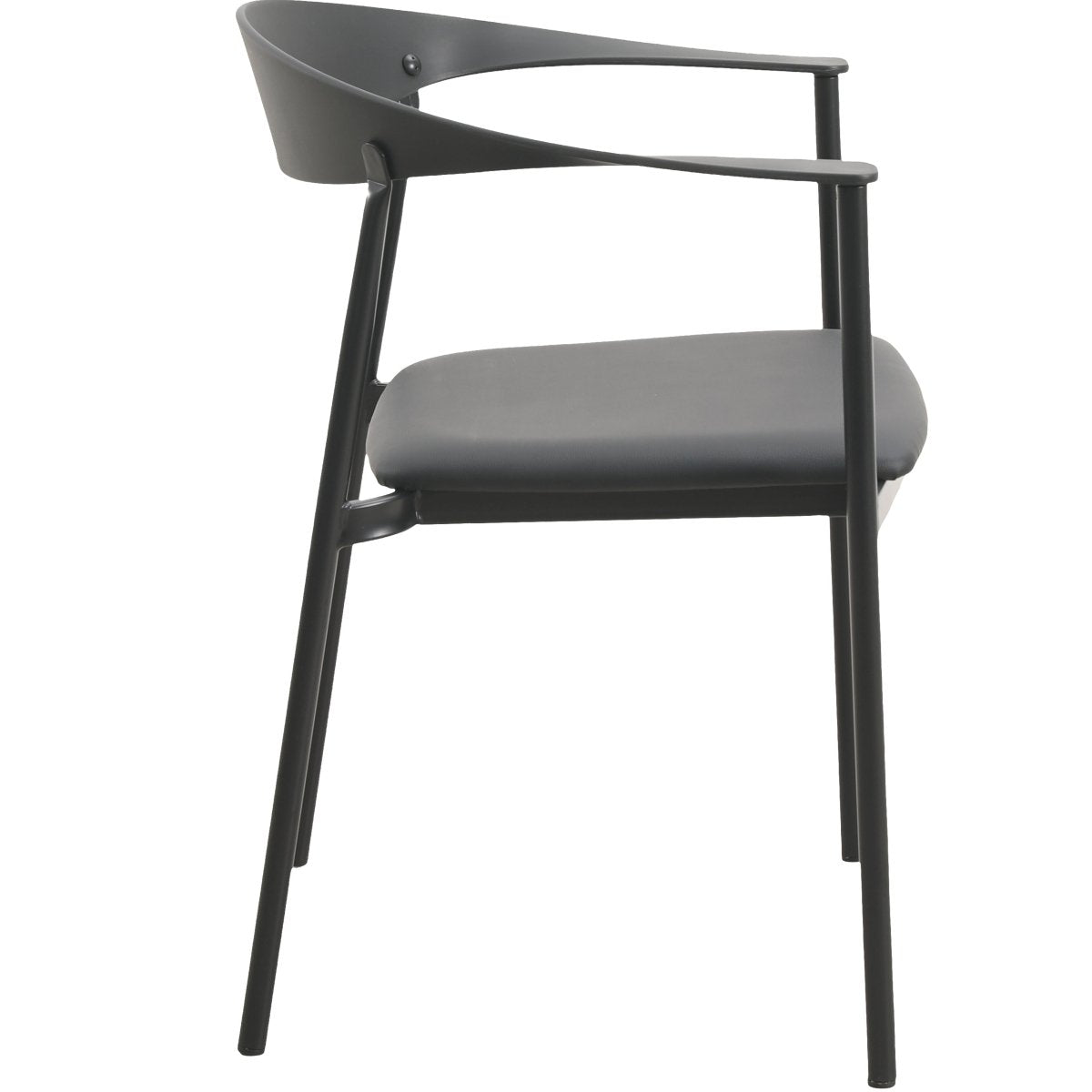 Kora Dining Chair Upholstered in Leather with Stainless Steel Frame and Legs