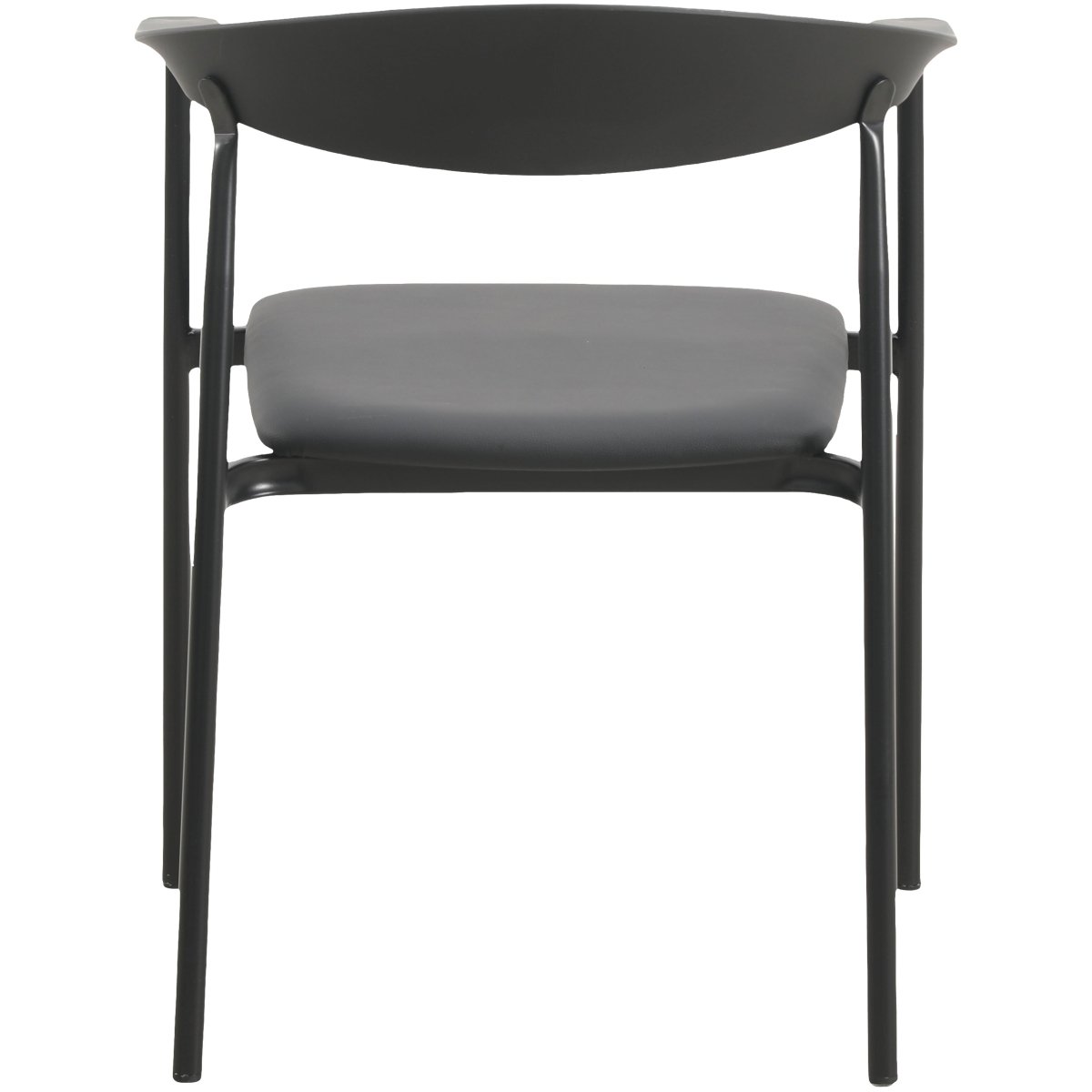 Kora Dining Chair Upholstered in Leather with Stainless Steel Frame and Legs