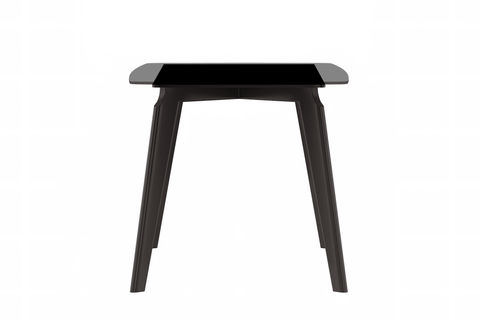 Krevor Modern Dining Table with Rectangular Stone/Glass Wide Tabletop with Black Steel Legs