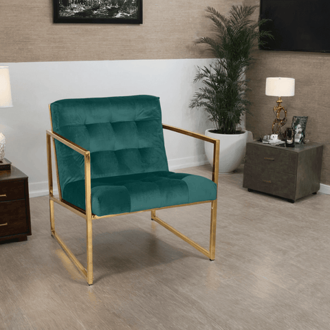 Lexington Tufted Velvet Accent Armchair With Gold Frame