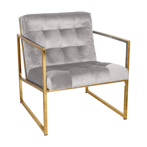 Lexington Tufted Velvet Accent Armchair With Gold Frame