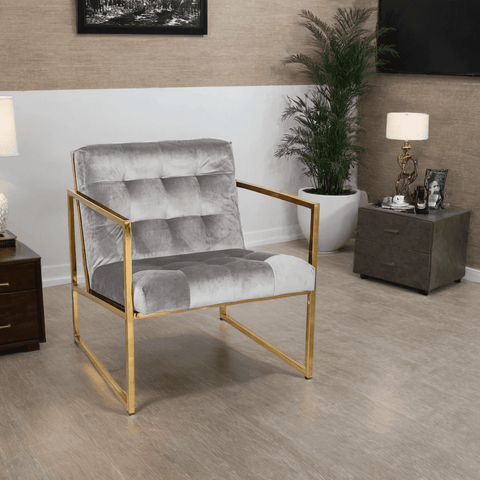 Lexington Tufted Velvet Accent Armchair With Gold Frame