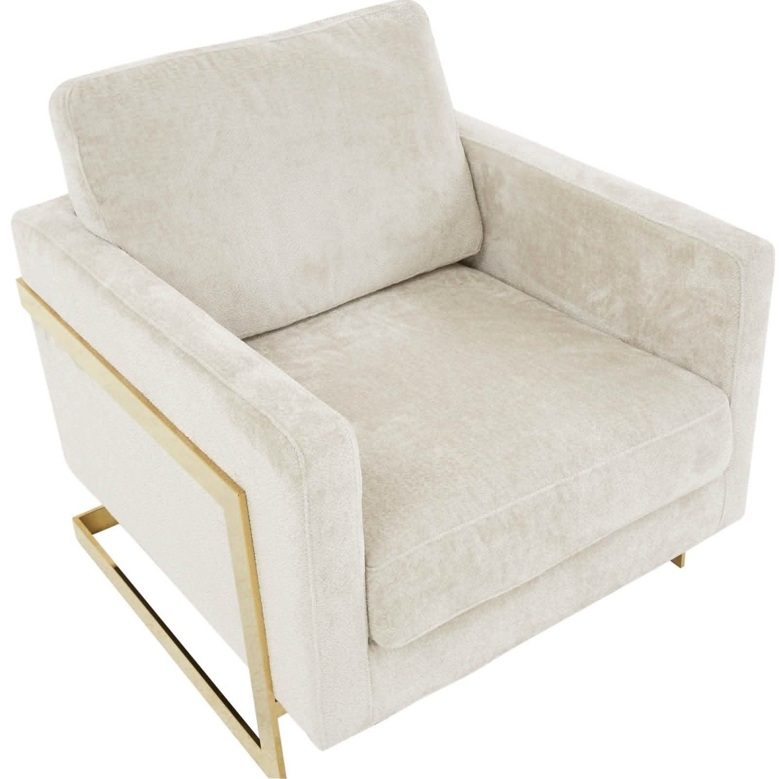 Lincoln Modern Upholstered in Fabric Accent Armchair With Gold/Black/White Metal Frame