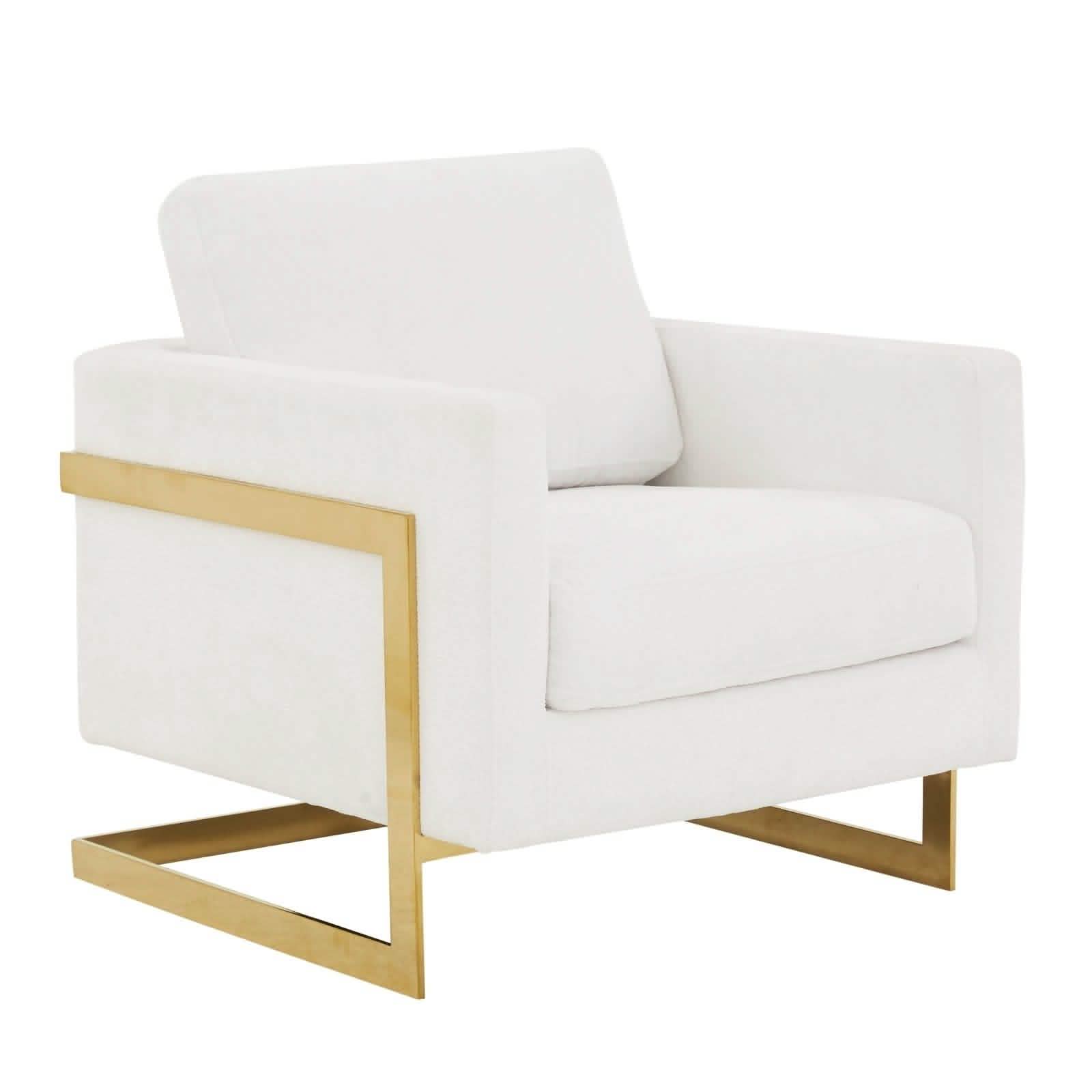 Lincoln Modern Upholstered in Fabric Accent Armchair With Gold/Black/White Metal Frame