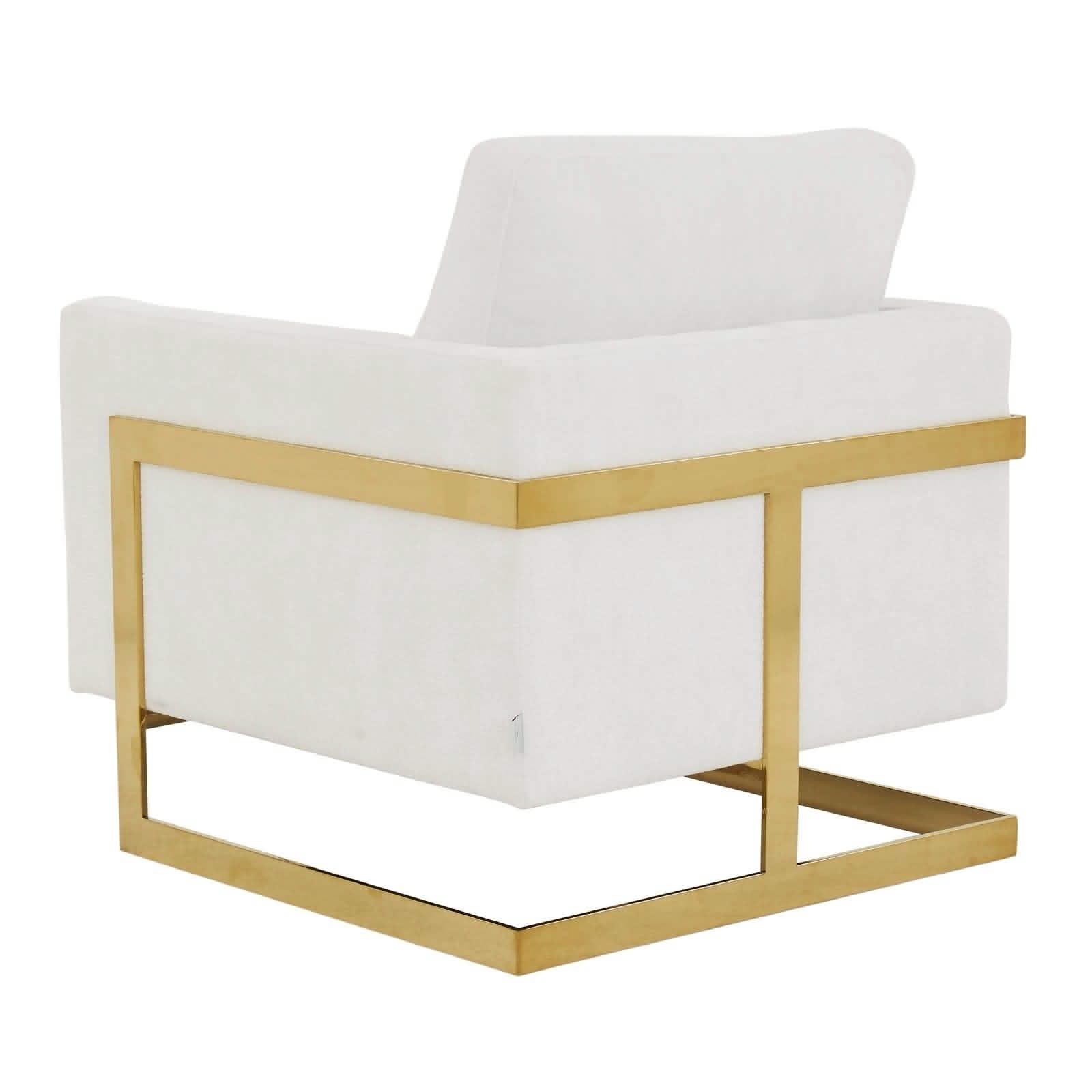 Lincoln Modern Upholstered in Fabric Accent Armchair With Gold/Black/White Metal Frame