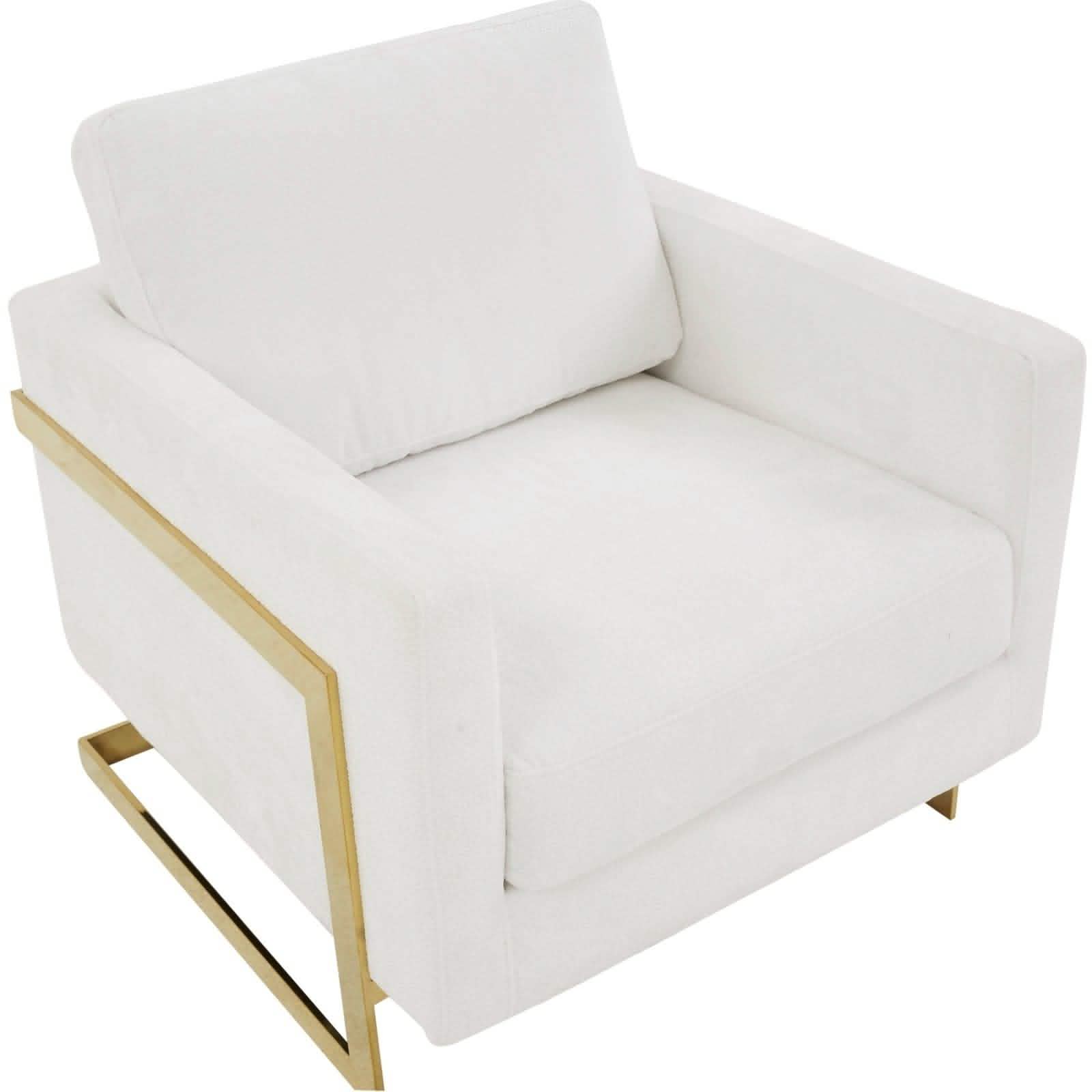 Lincoln Modern Upholstered in Fabric Accent Armchair With Gold/Black/White Metal Frame