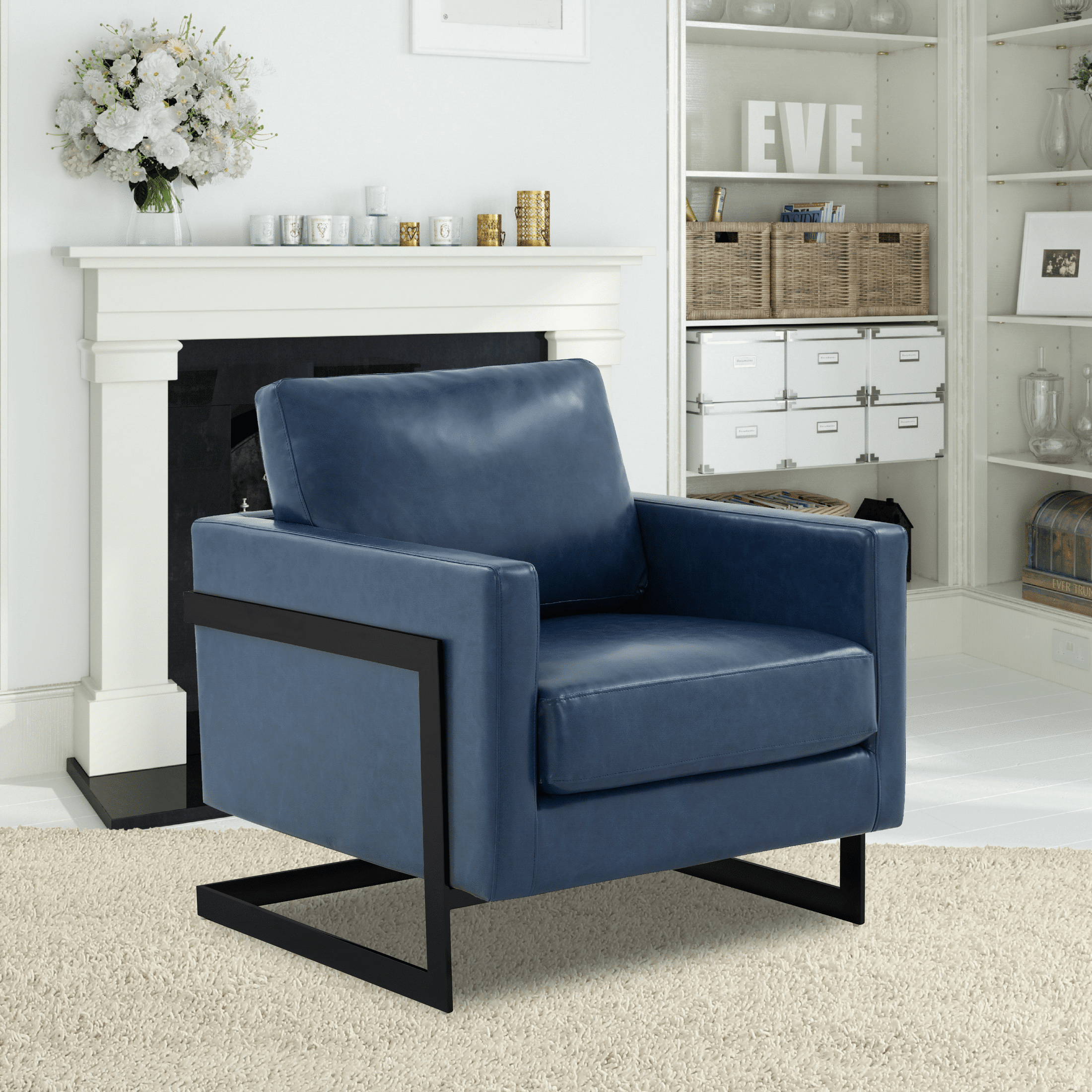 Lincoln Modern Upholstered in Fabric Accent Armchair With Gold/Black/White Metal Frame