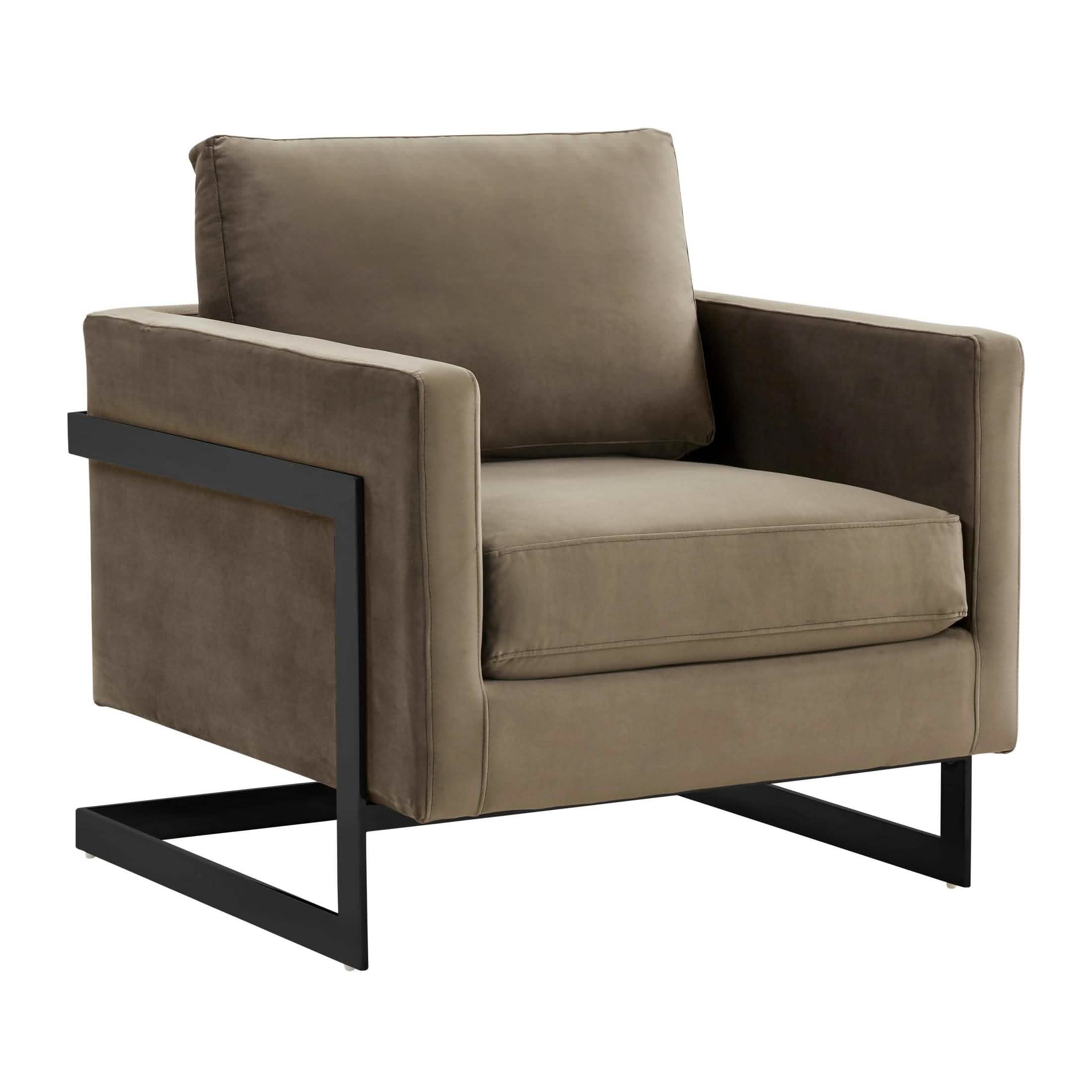 Lincoln Modern Upholstered in Fabric Accent Armchair With Gold/Black/White Metal Frame