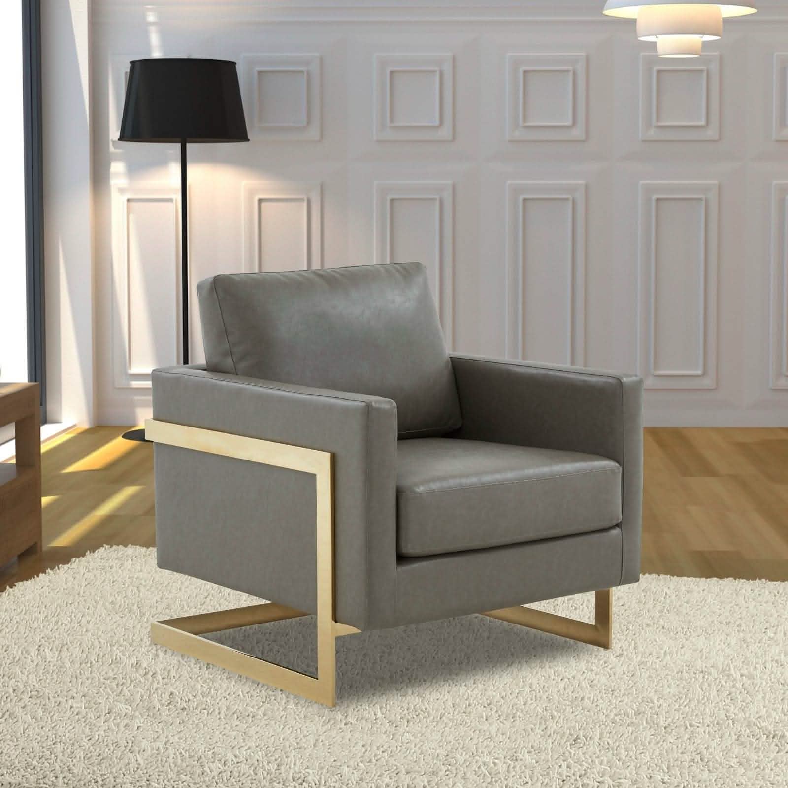 Lincoln Modern Upholstered in Fabric Accent Armchair With Gold/Black/White Metal Frame