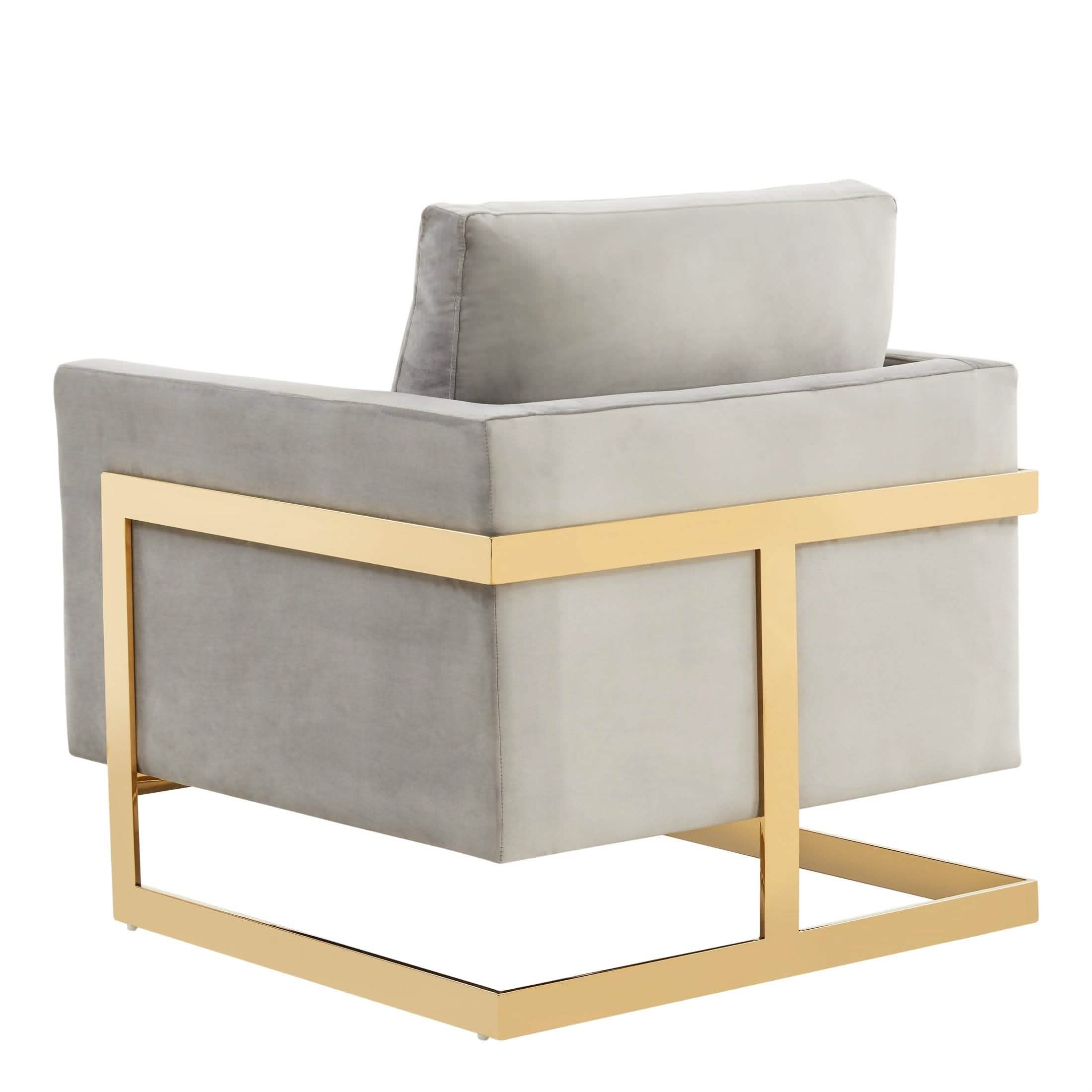 Lincoln Modern Upholstered in Fabric Accent Armchair With Gold/Black/White Metal Frame