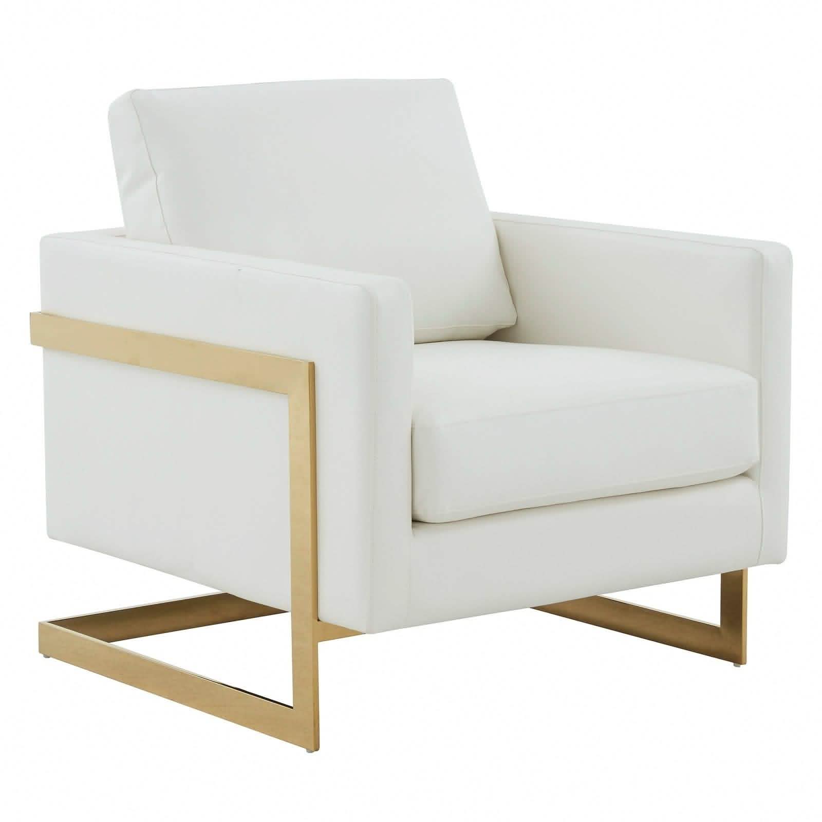 Lincoln Modern Upholstered in Fabric Accent Armchair With Gold/Black/White Metal Frame