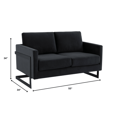 Lincoln Velvet Loveseat Sofa with Black Stainless Steel Frame