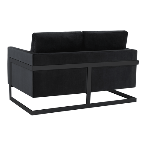 Lincoln Velvet Loveseat Sofa with Black Stainless Steel Frame