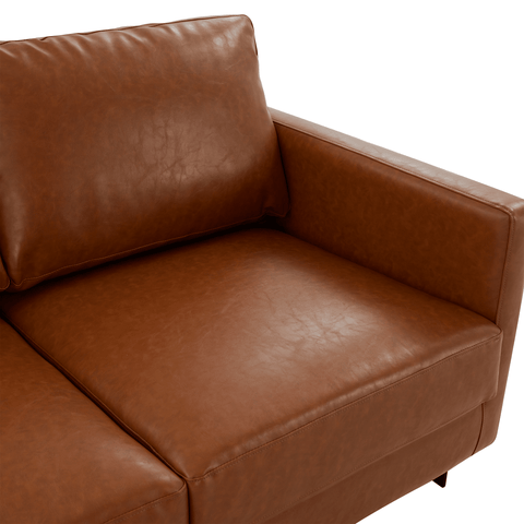 Lincoln Leather Loveseat Sofa with Black Stainless Steel Frame