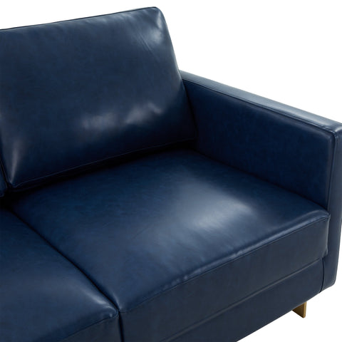 Lincoln Upholstered Velvet/Leather Loveseat With Gold Frame