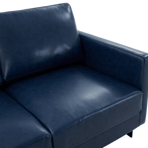 Lincoln Leather Loveseat Sofa with Black Stainless Steel Frame