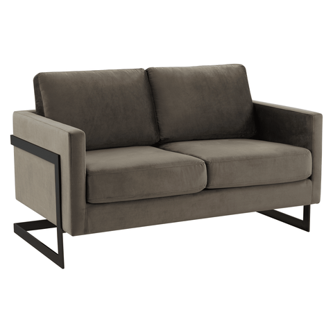 Lincoln Velvet Loveseat Sofa with Black Stainless Steel Frame