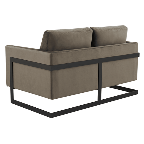 Lincoln Velvet Loveseat Sofa with Black Stainless Steel Frame